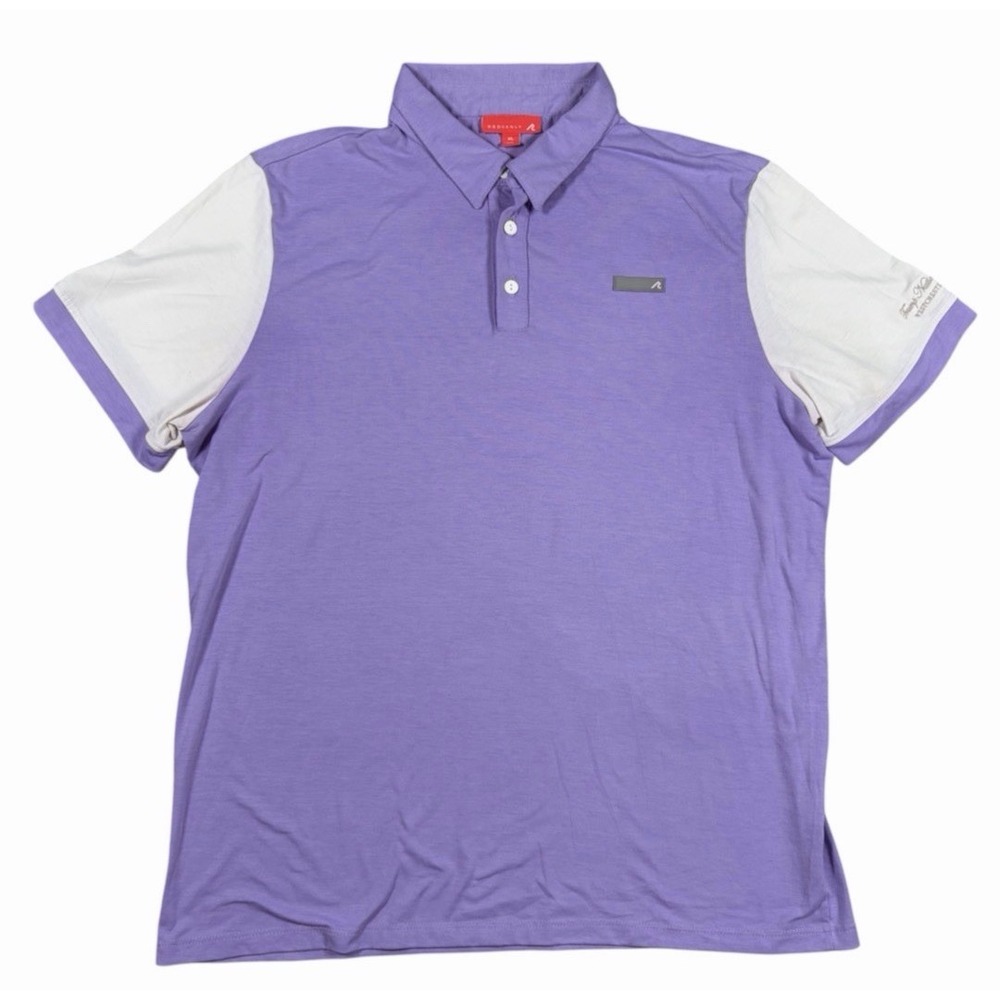 Redvanly Color Block Performance Stretch Golf Polo Purple/White Mens XL USA Made